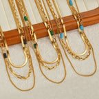 Multi Layer Necklace With Natural Stone And Gold Plated Finish - TIRAAYA