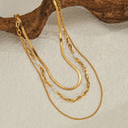 Multi Layer Necklace With Natural Stone And Gold Plated Finish - TIRAAYA