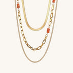 Multi Layer Necklace With Natural Stone And Gold Plated Finish - TIRAAYA
