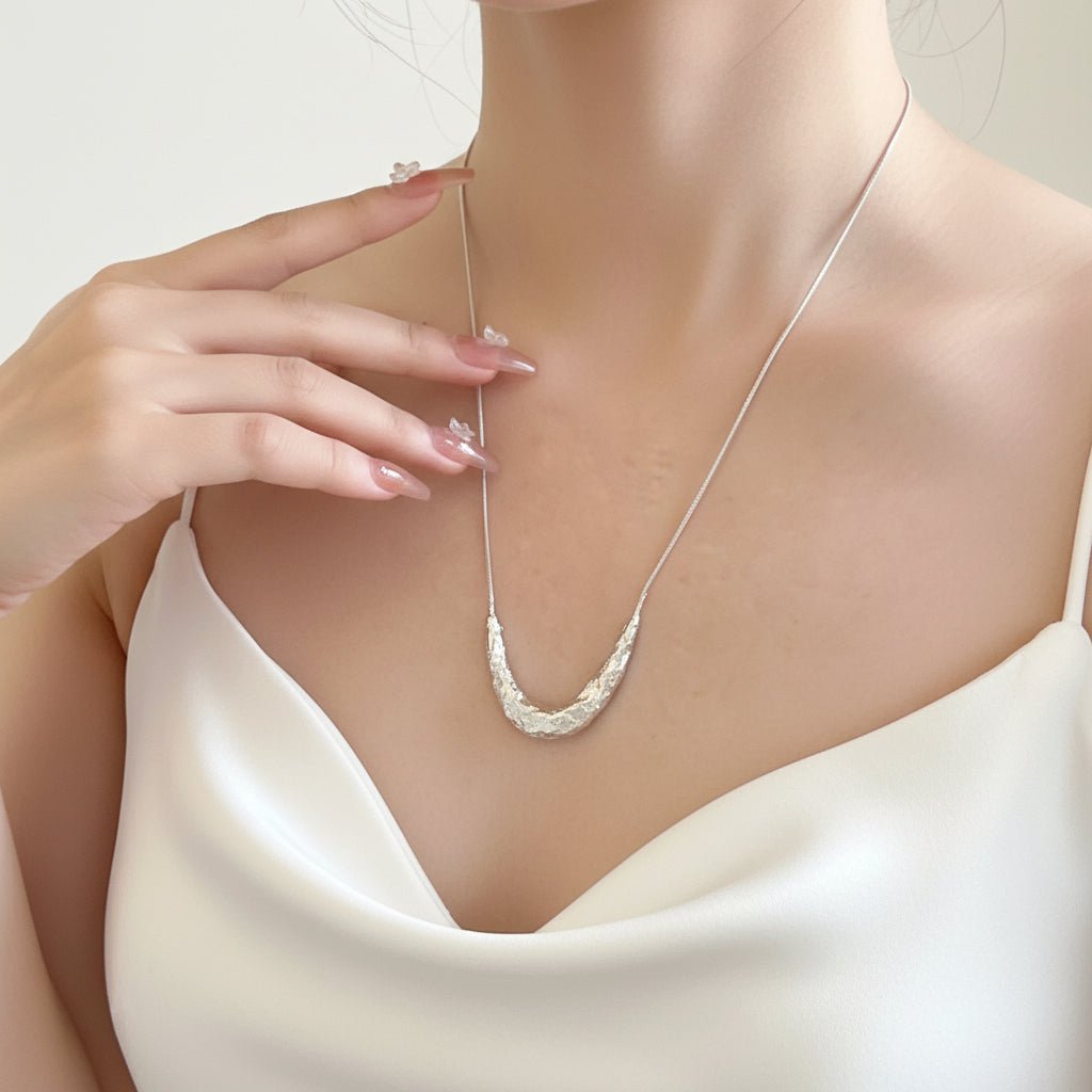 Playful Smiley Geometric Long Stainless Steel Sweater Chain Necklace - TIRAAYA