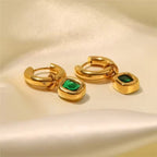 French Style Square Zircon Earrings With Gold Plated Finish - TIRAAYA