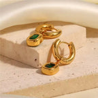 French Style Square Zircon Earrings With Gold Plated Finish - TIRAAYA