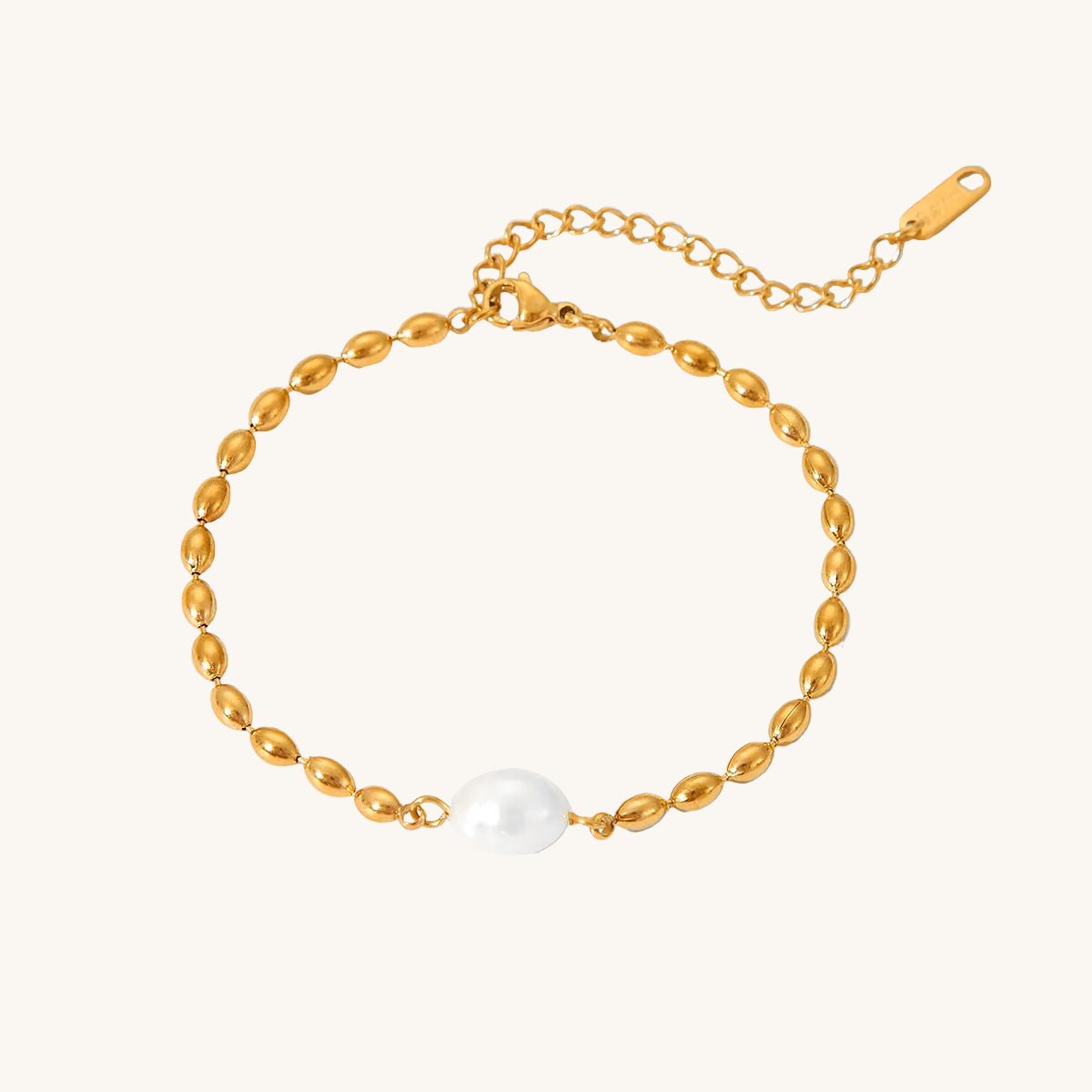 Elegant Gold Plated Stainless Steel Beaded Bracelet With Imitation Pearl - TIRAAYA