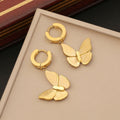 Elegant Butterfly Zircon Gold Plated Stainless Steel Earrings - TIRAAYA