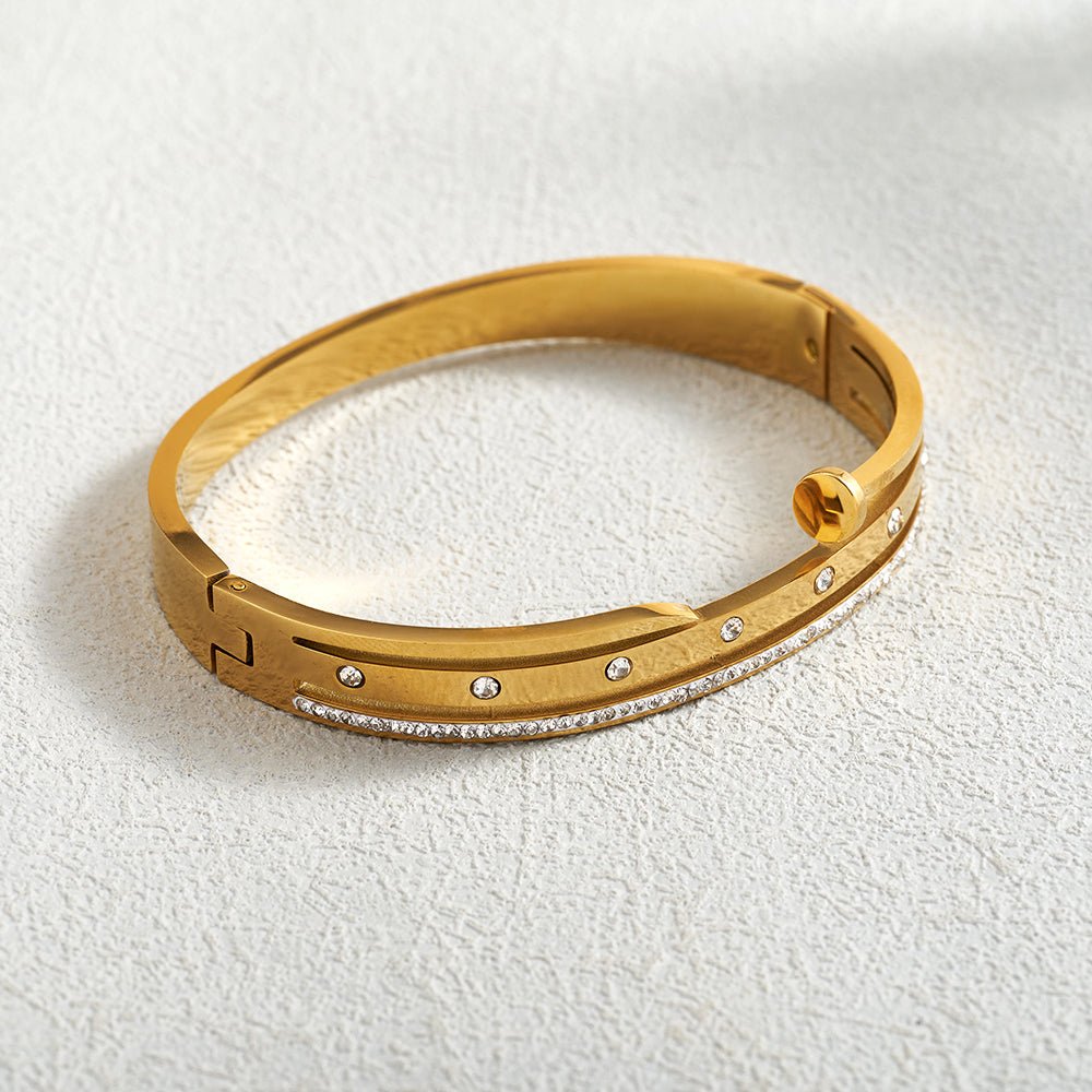 Modern Geometric Loop Gold Plated Stainless Steel Open Bracelet - TIRAAYA