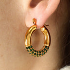 Elegant Geometric Pearl Earrings With Zircon And Gold Plated Finish - TIRAAYA