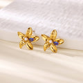 Elegant 3D Flower Stud Earrings With Gold Plated Finish - TIRAAYA