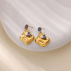 Geometric Drop Earrings In Stainless Steel With Gold Plated Finish - TIRAAYA