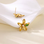 Elegant 3D Flower Stud Earrings With Gold Plated Finish - TIRAAYA