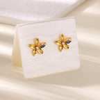 Elegant 3D Flower Stud Earrings With Gold Plated Finish - TIRAAYA