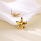 Elegant 3D Flower Stud Earrings With Gold Plated Finish - TIRAAYA