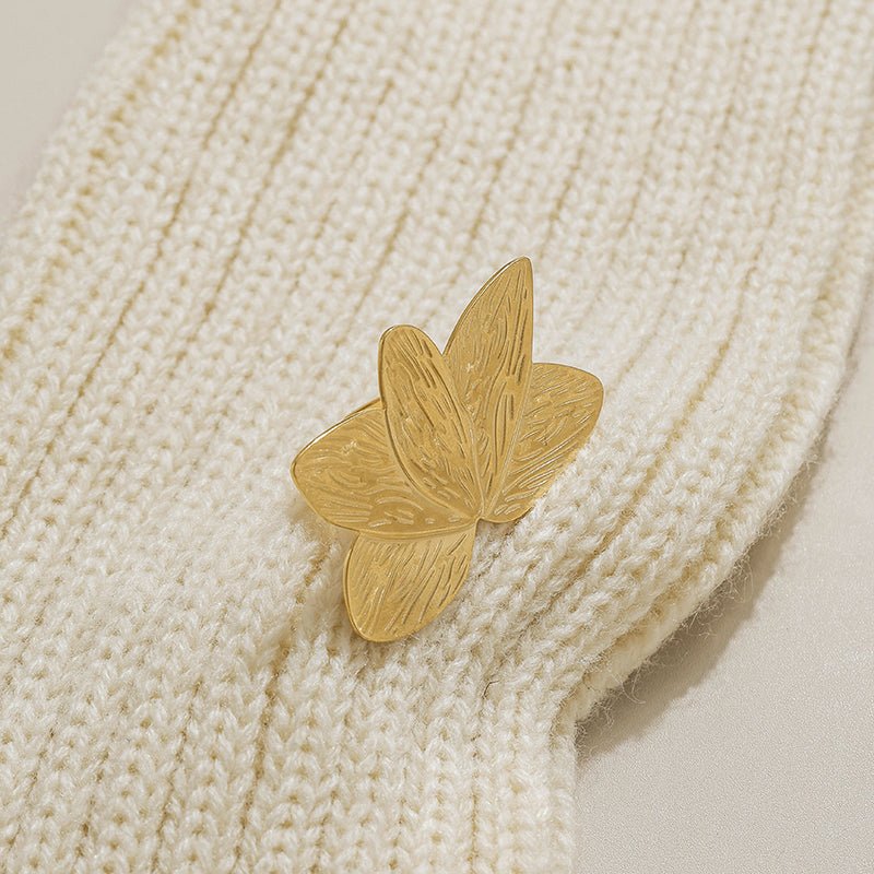 Elegant Lotus Swirl Ring With Gemstone And Gold Plated Finish - TIRAAYA