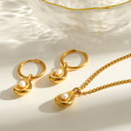 Elegant Leaf Pearl Jewelry Set With Gold Plated Finish - TIRAAYA