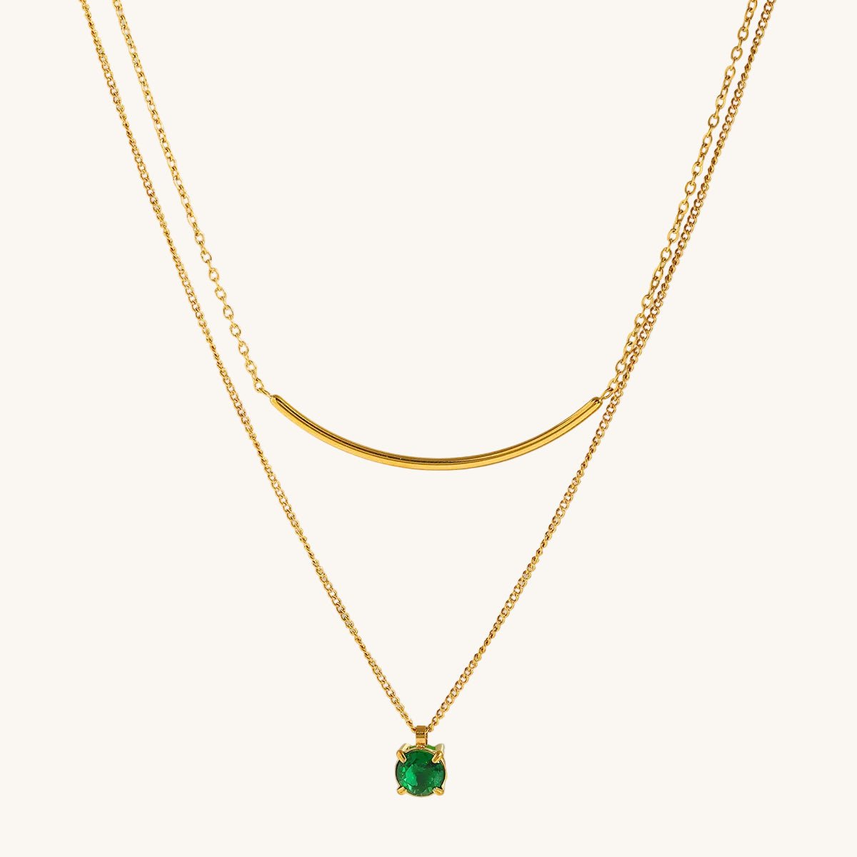 Elegant Heart And Geometric Zircon Necklace With Gold Plated Finish - TIRAAYA