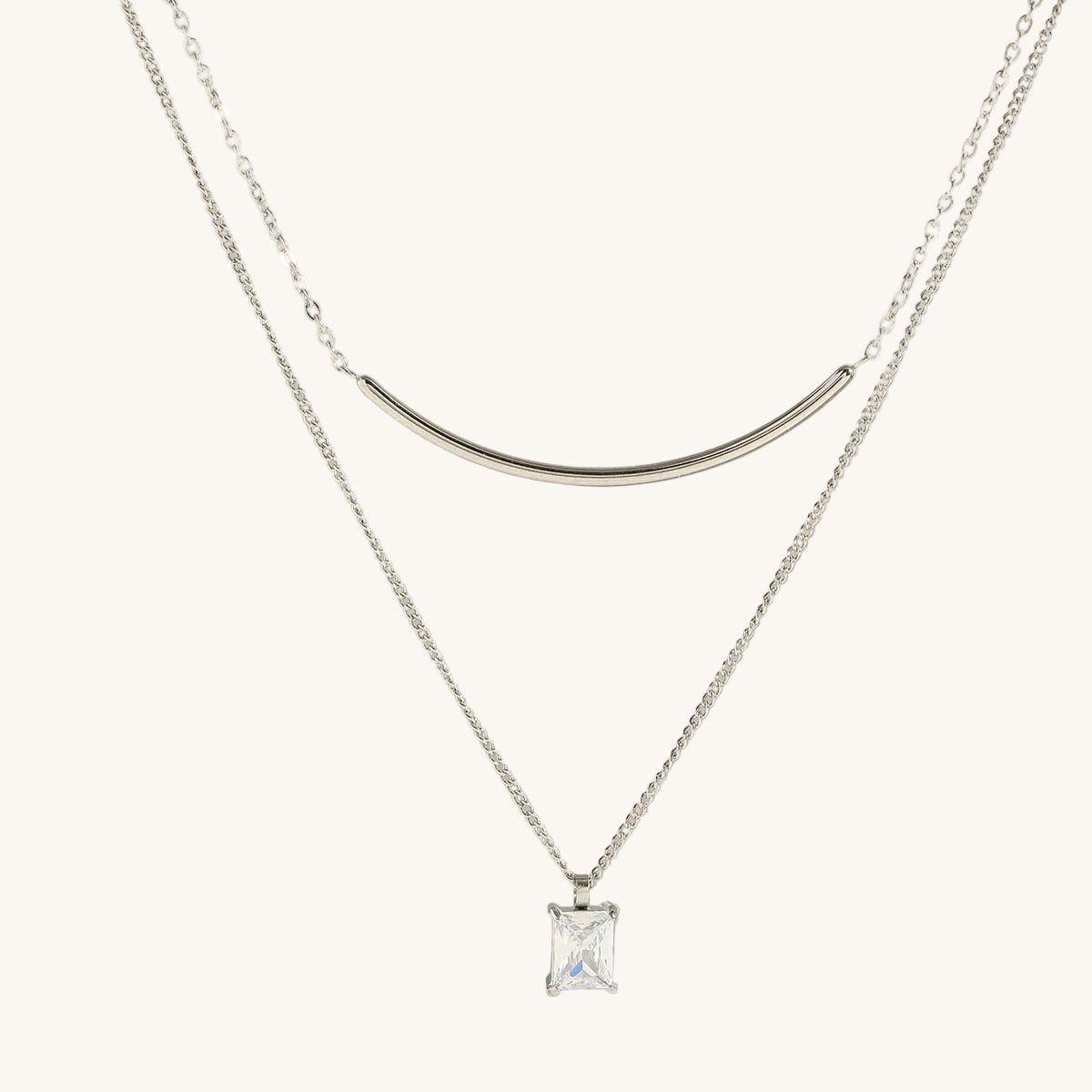 Elegant Heart And Geometric Zircon Necklace With Gold Plated Finish - TIRAAYA