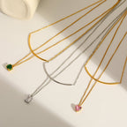 Elegant Heart And Geometric Zircon Necklace With Gold Plated Finish - TIRAAYA