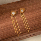 Elegant Heart Tassel Earrings With Shell And Gold Plated Finish - TIRAAYA