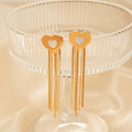 Elegant Heart Tassel Earrings With Shell And Gold Plated Finish - TIRAAYA