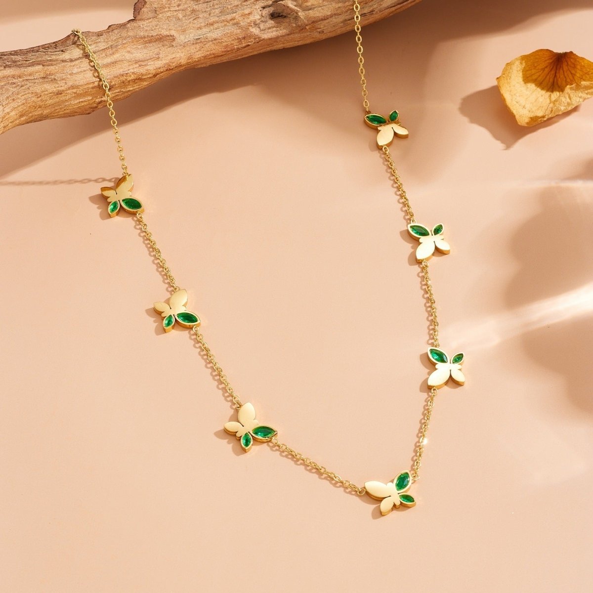 Elegant Butterfly Zircon Necklace In Stainless Steel For Women - TIRAAYA