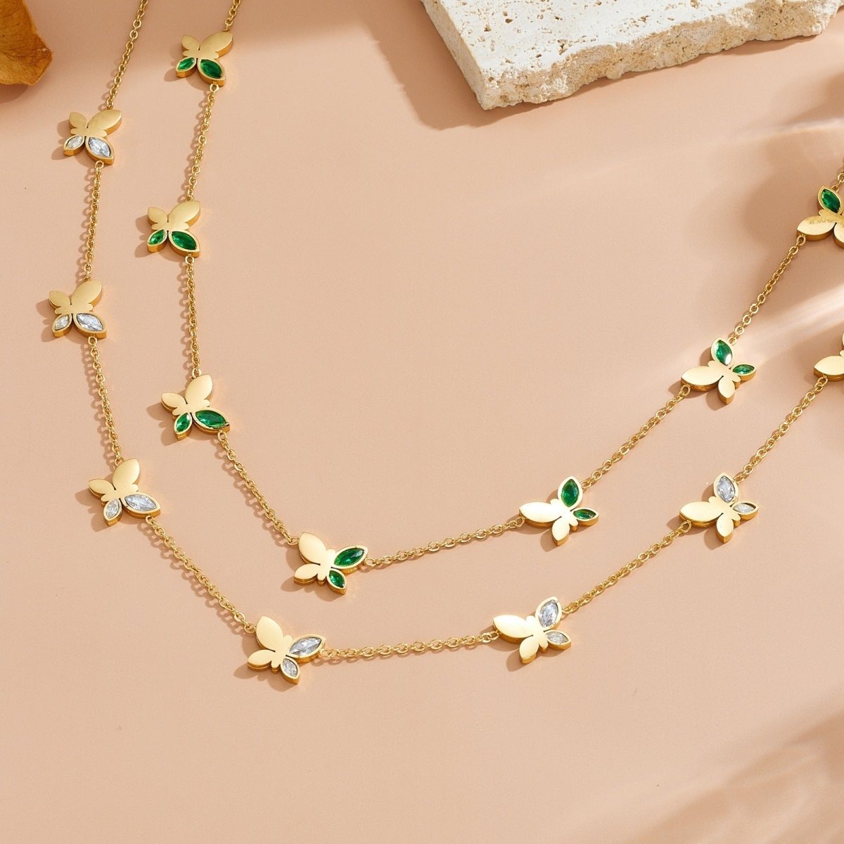 Elegant Butterfly Zircon Necklace In Stainless Steel For Women - TIRAAYA