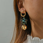 Elegant Star Resin Gold Plated Stainless Steel Earrings - TIRAAYA