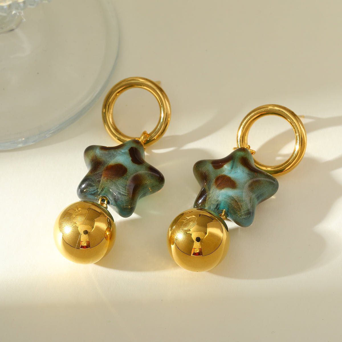Elegant Star Resin Gold Plated Stainless Steel Earrings - TIRAAYA