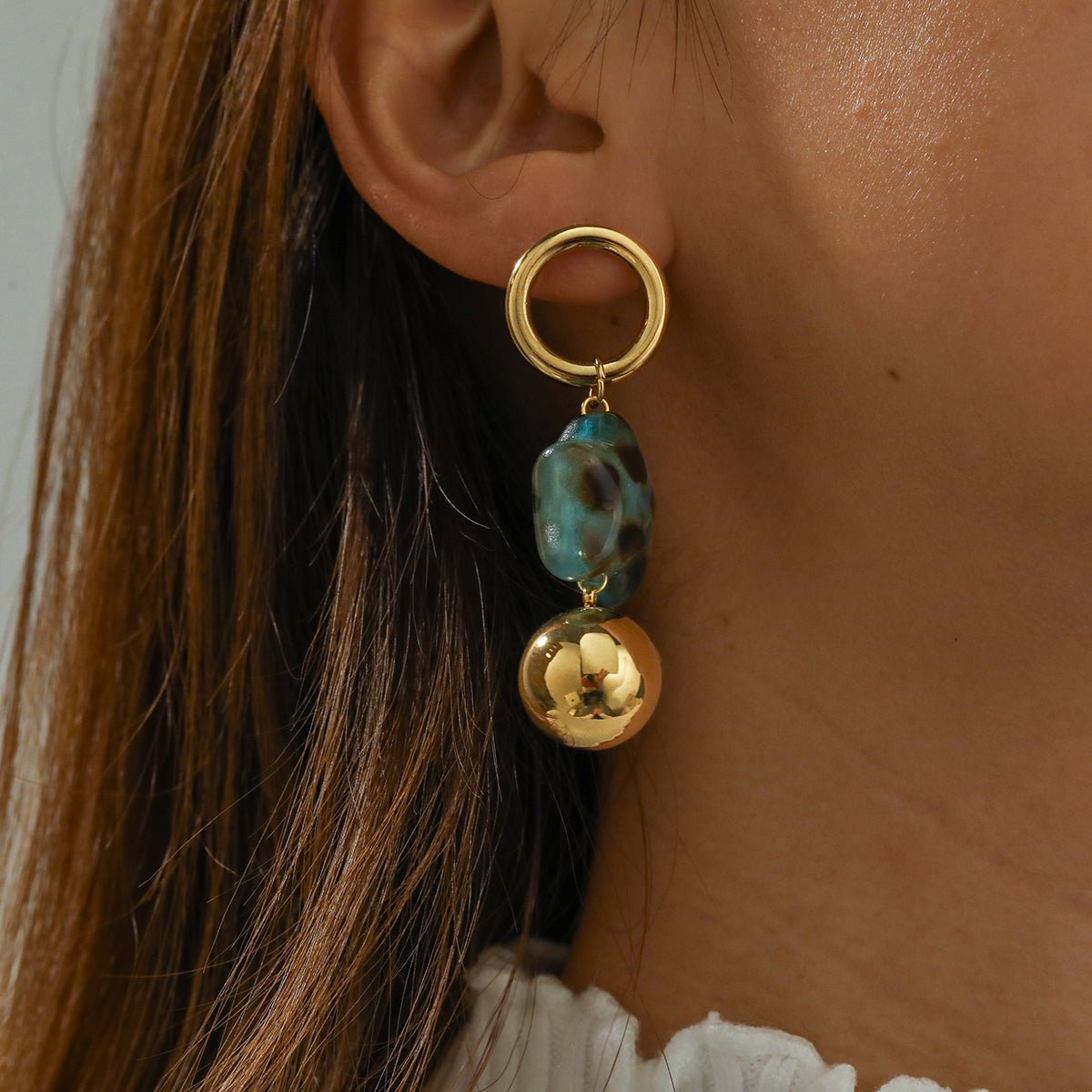 Elegant Star Resin Gold Plated Stainless Steel Earrings - TIRAAYA