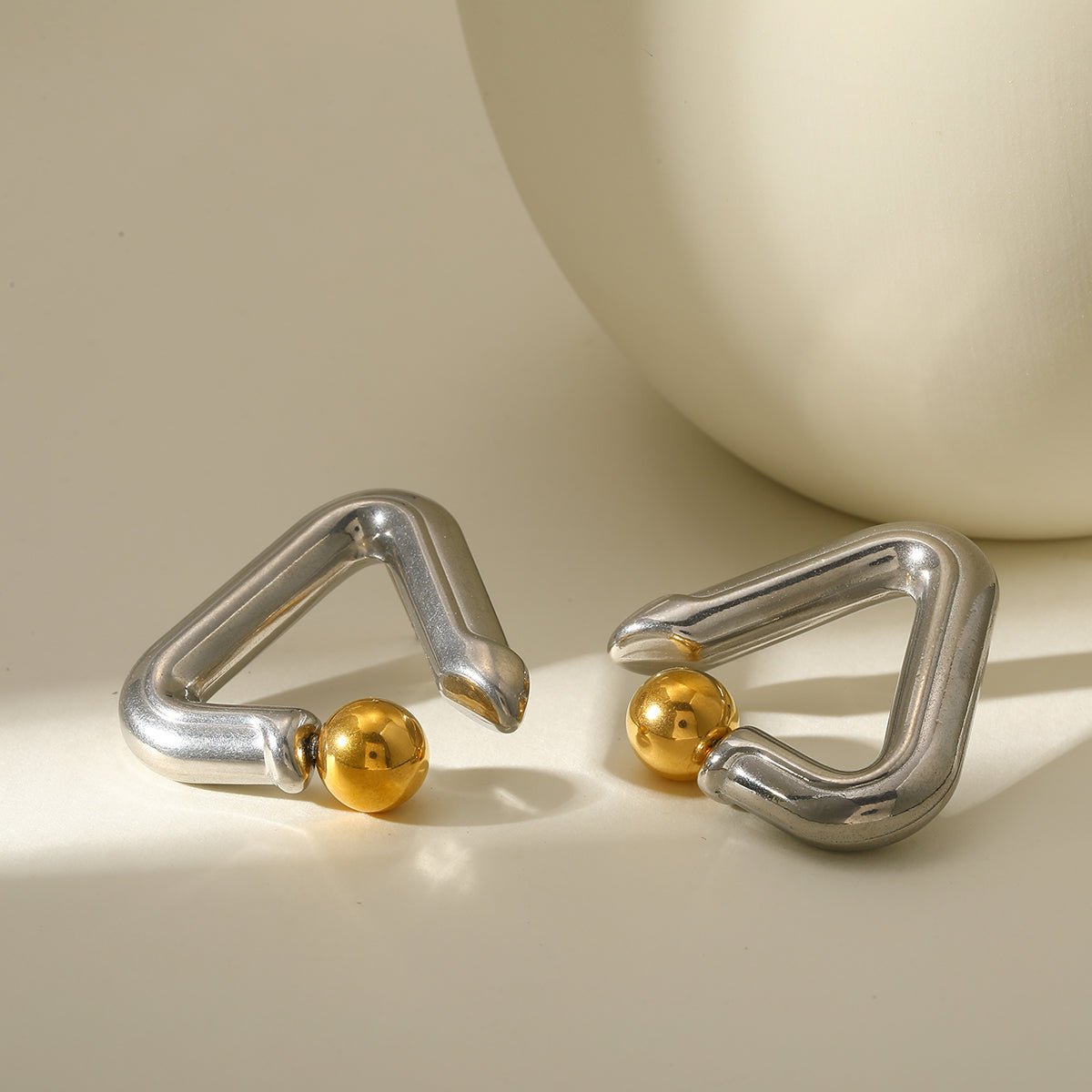 Classic Geometric Pearl Gold Plated Stainless Steel Earrings - TIRAAYA