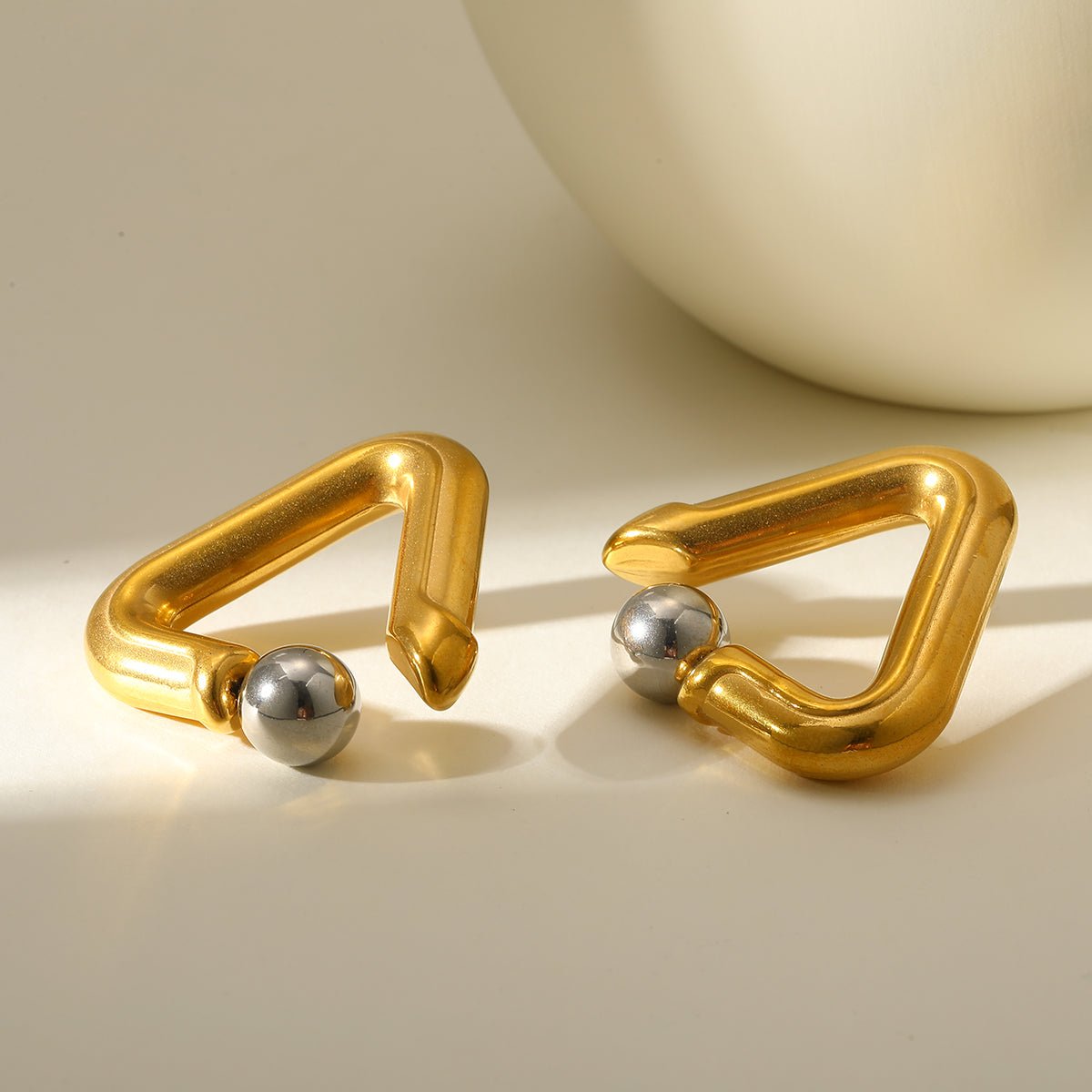 Classic Geometric Pearl Gold Plated Stainless Steel Earrings - TIRAAYA