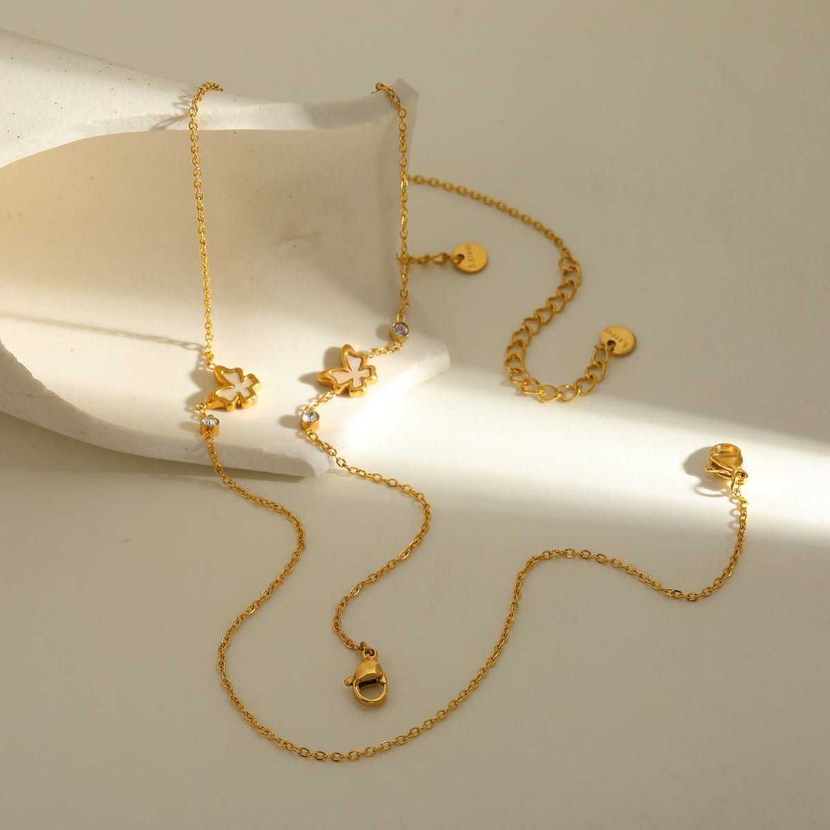 Elegant Butterfly Zircon Gold Plated Stainless Steel Jewelry Set - TIRAAYA