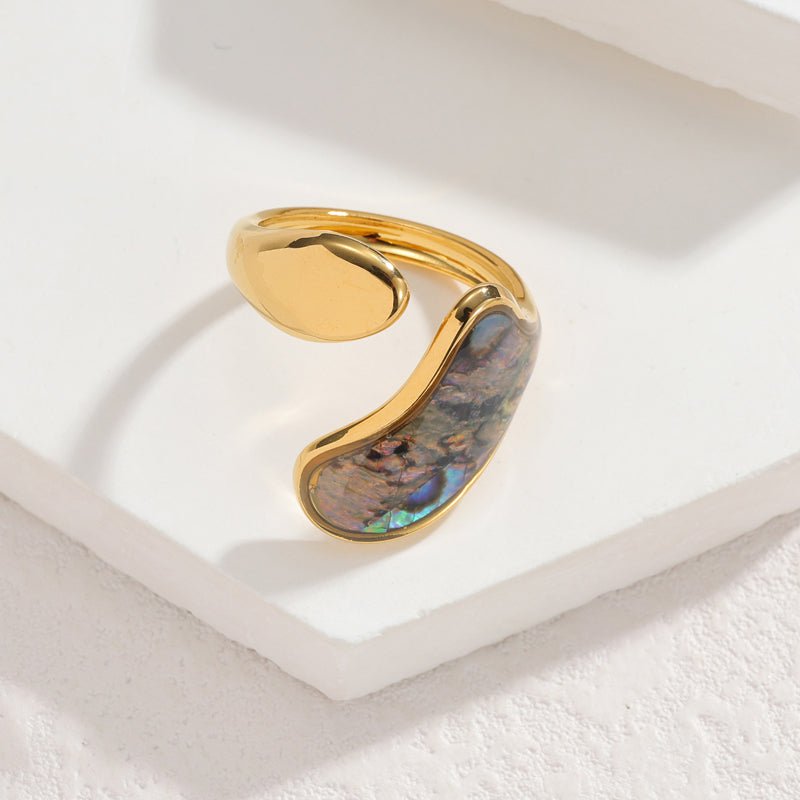 Elegant Irregular Shell Open Ring With Gold Plated Finish - TIRAAYA