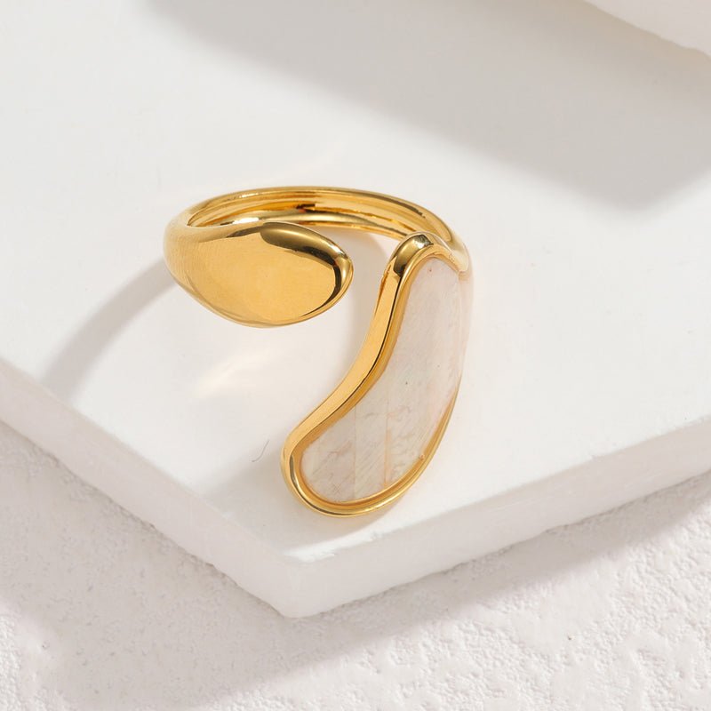 Elegant Irregular Shell Open Ring With Gold Plated Finish - TIRAAYA