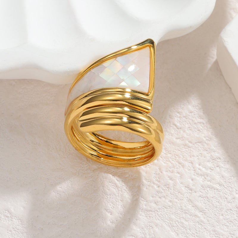 Elegant Irregular Shell Open Ring With Gold Plated Finish - TIRAAYA