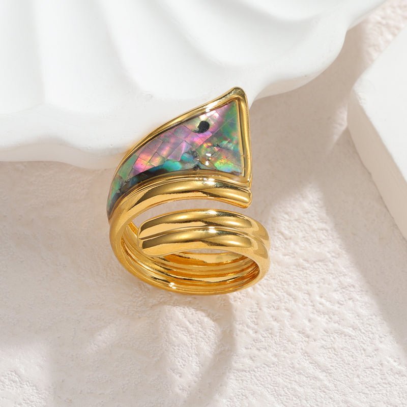 Elegant Irregular Shell Open Ring With Gold Plated Finish - TIRAAYA