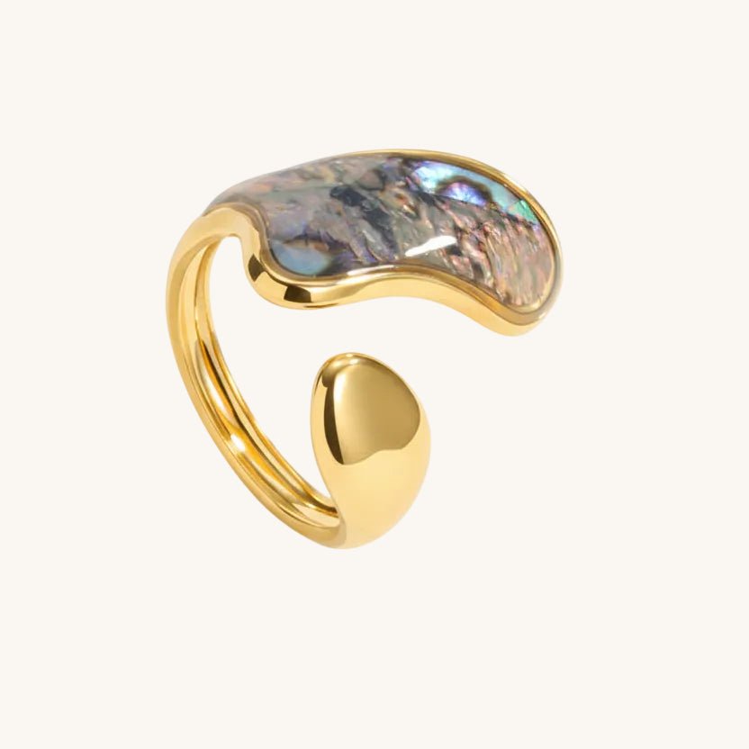 Elegant Irregular Shell Open Ring With Gold Plated Finish - TIRAAYA