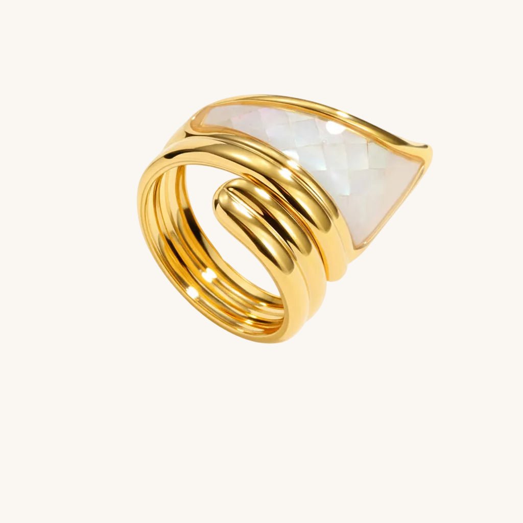 Elegant Irregular Shell Open Ring With Gold Plated Finish - TIRAAYA