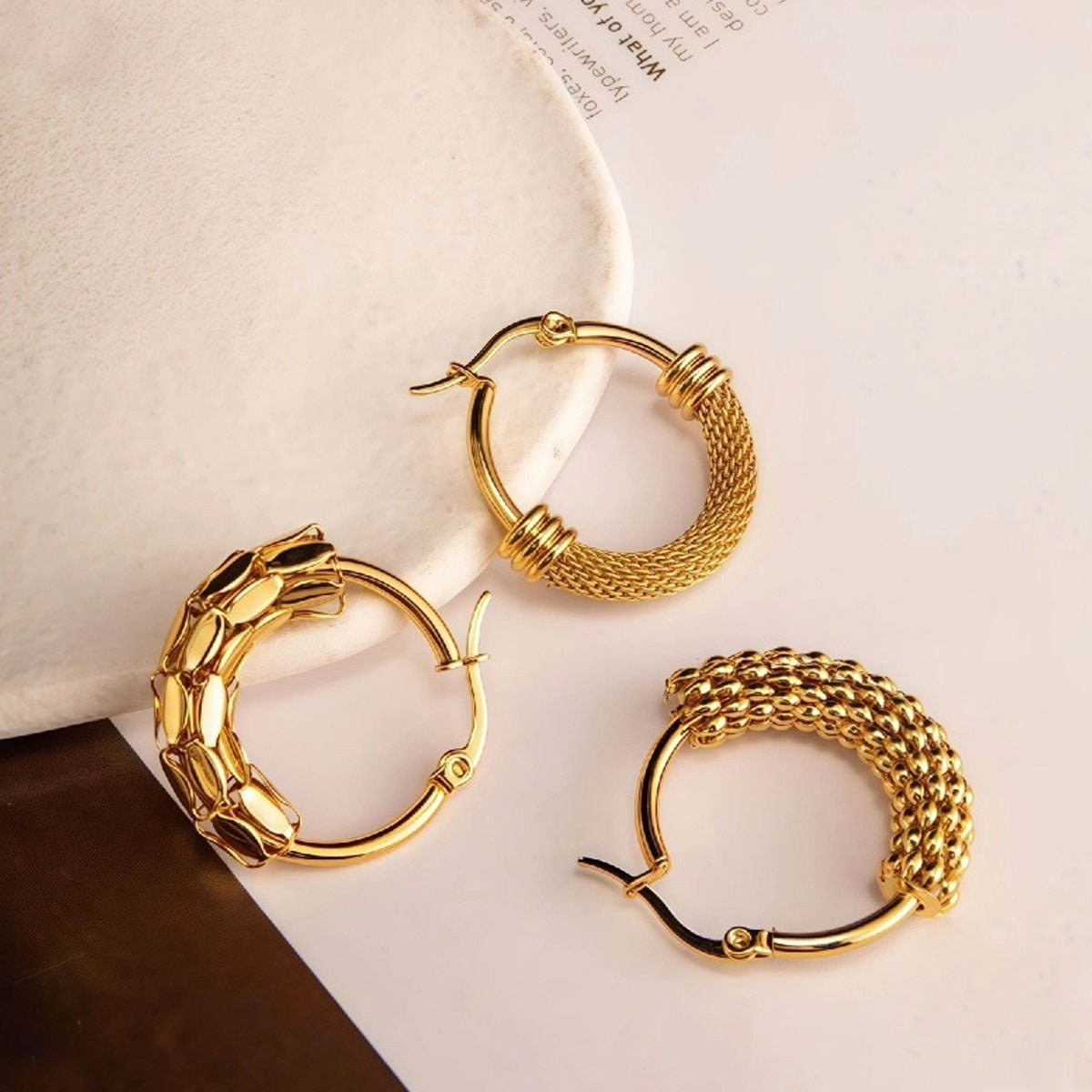 Elegant Round Earrings In Stainless Steel With 18K Gold Plated Finish - TIRAAYA
