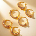 Elegant Round Earrings In Stainless Steel With 18K Gold Plated Finish - TIRAAYA