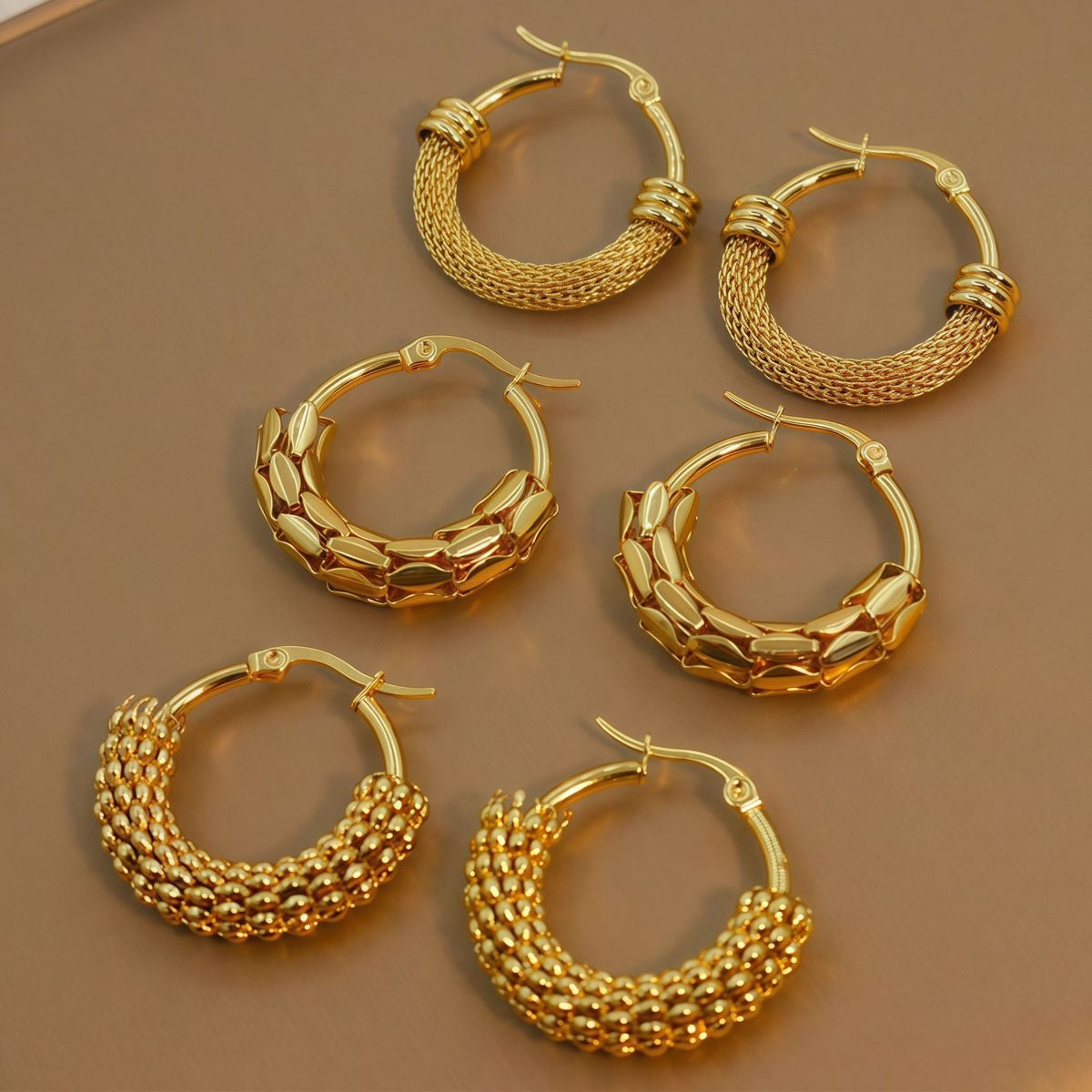 Elegant Round Earrings In Stainless Steel With 18K Gold Plated Finish - TIRAAYA