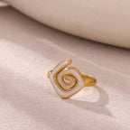 Colorful Geometric Open Ring With Enamel And Gold Plated Finish - TIRAAYA