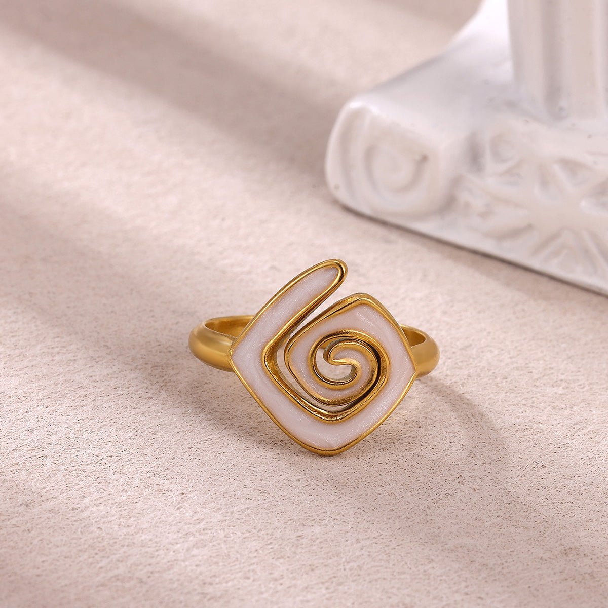 Colorful Geometric Open Ring With Enamel And Gold Plated Finish - TIRAAYA