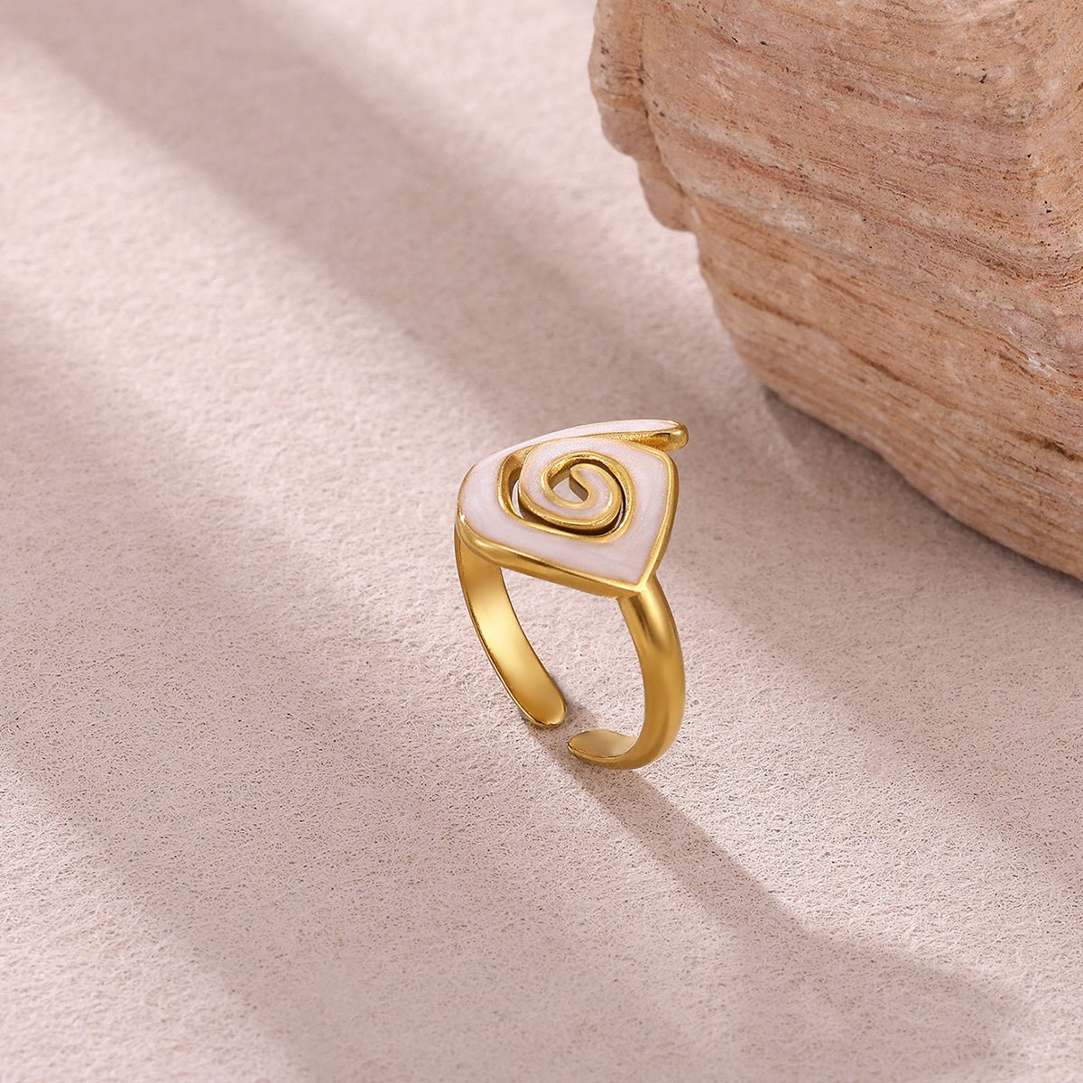 Colorful Geometric Open Ring With Enamel And Gold Plated Finish - TIRAAYA
