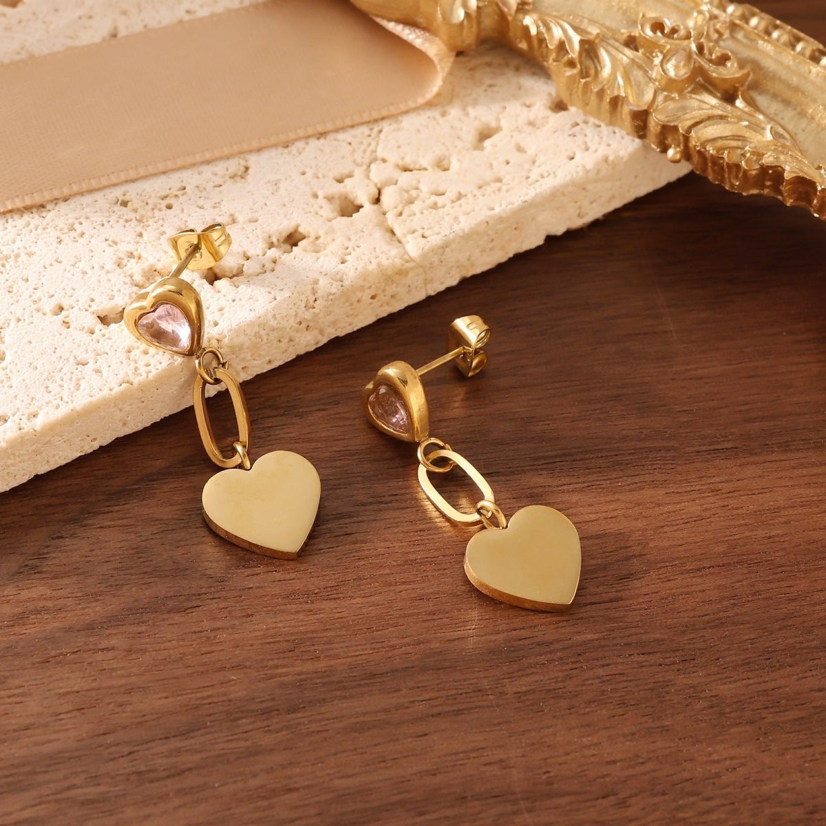 Elegant Flower Drop Earrings With Zircon And Gold Plated Finish - TIRAAYA