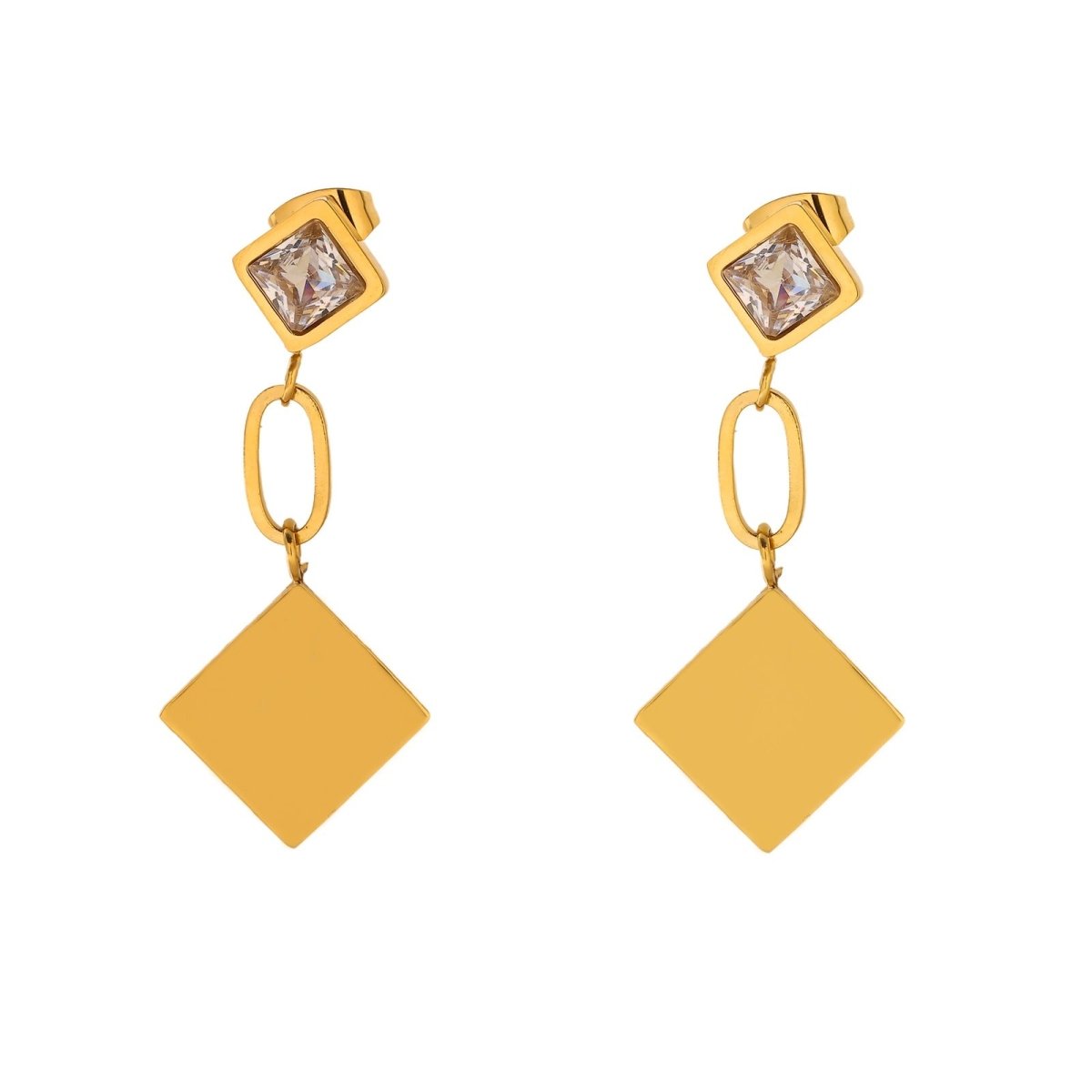 Elegant Flower Drop Earrings With Zircon And Gold Plated Finish - TIRAAYA