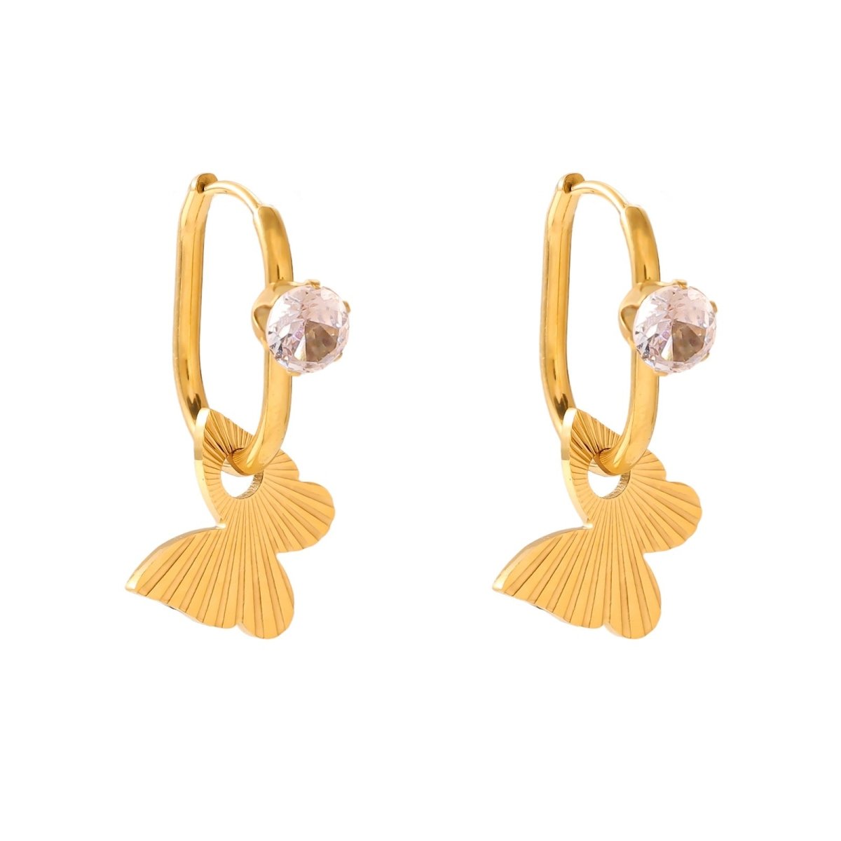 Elegant Flower Drop Earrings With Zircon And Gold Plated Finish - TIRAAYA