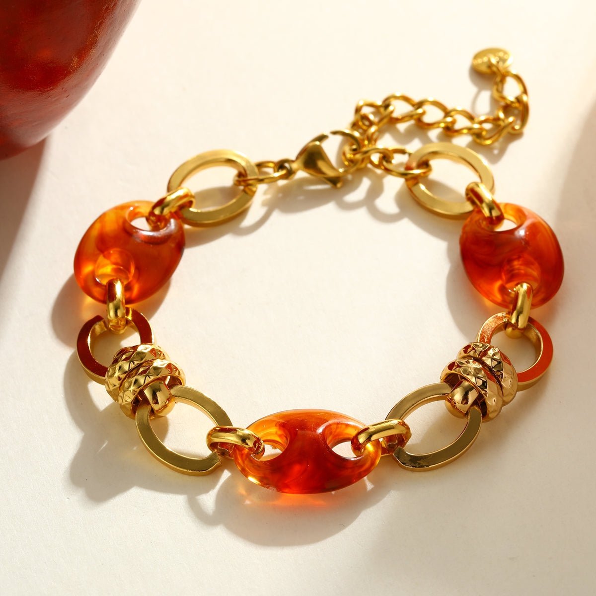 Modern Paperclip Resin Gold Plated Stainless Steel Bracelet And Necklace - TIRAAYA