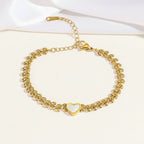 Elegant Heart Shape Gold Plated Stainless Steel Bracelet For Women - TIRAAYA