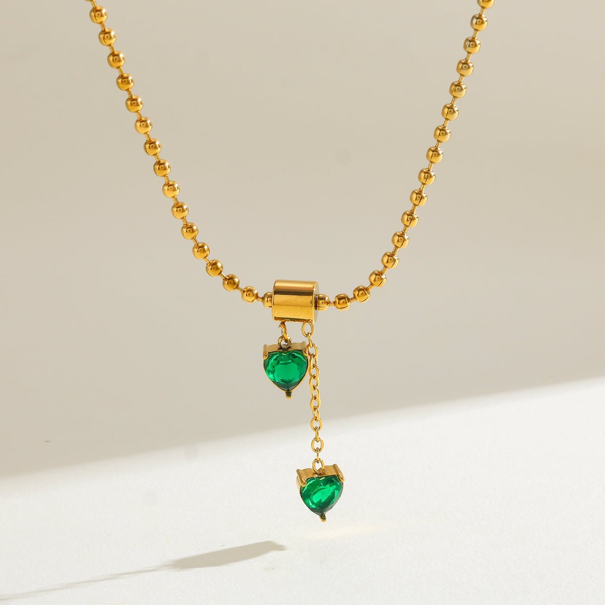 Elegant Heart Pendant Zircon Gold Plated Stainless Steel Necklace - TIRAAYA