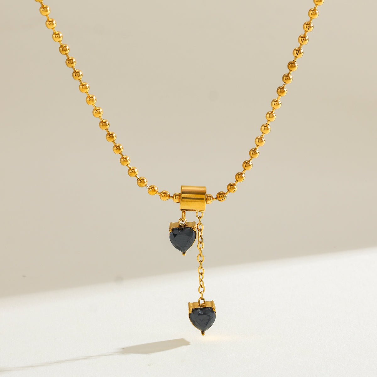 Elegant Heart Pendant Zircon Gold Plated Stainless Steel Necklace - TIRAAYA