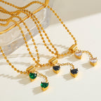 Elegant Heart Pendant Zircon Gold Plated Stainless Steel Necklace - TIRAAYA